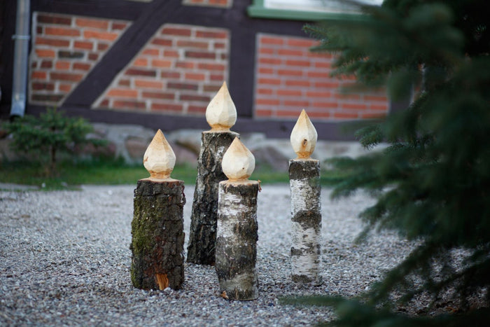 Decoración navideña de exterior: cómo hacer velas de madera